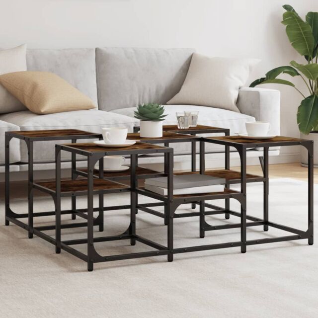 Berkfield Home Coffee Table Smoked Oak 91x91x40 cm Engineered Wood in Brown - Size: 91 x 91 x 40 cm - image 1