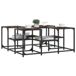 Berkfield Home Coffee Table Smoked Oak 91x91x40 cm Engineered Wood in Brown - Size: 91 x 91 x 40 cm - thumbnail 4