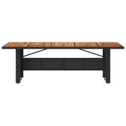 Berkfield Home Garden Table with Acacia Wood Top Black 240x90x75 cm Poly Rattan - Size: 240 x 90 x 75 cm - thumbnail 4