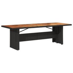 Berkfield Home Garden Table with Acacia Wood Top Black 240x90x75 cm Poly Rattan - Size: 240 x 90 x 75 cm - thumbnail 6