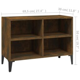 Berkfield Home TV Cabinet with Metal Legs Smoked Oak 69.5x30x50 cm in Brown - thumbnail 6