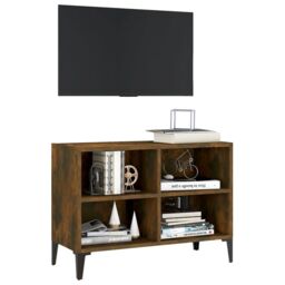 Berkfield Home TV Cabinet with Metal Legs Smoked Oak 69.5x30x50 cm in Brown - thumbnail 3