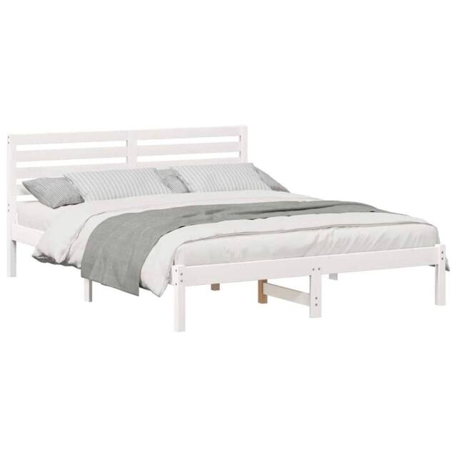 Berkfield Home Elegant with Headboard White 160 x 200 cm Solid pine wood - image 1