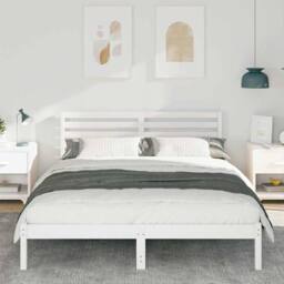 Berkfield Home Elegant with Headboard White 160 x 200 cm Solid pine wood - thumbnail 4