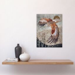 "Artery8 Red Kite in Flight Stylised Animal Painting Wall Art Print in Grey - Size: W24"" x H32""" - thumbnail 4