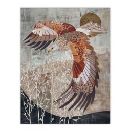 "Artery8 Red Kite in Flight Stylised Animal Painting Wall Art Print in Grey - Size: W24"" x H32""" - thumbnail 1