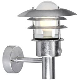 Nordlux Lønstrup Outdoor Wall Light Sensor Galv Steel Garden E27 IP44 Mains in Silver