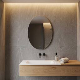 First Choice Lighting Axel - LED Bathroom Mirror Touch Control, 70 x 50cm Demister, CCT in Clear - Size: 70 x 50 cm