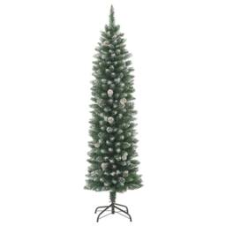 Berkfield Home Beautiful Artificial Slim Christmas Tree with Stand 210 cm PVC in Green - thumbnail 3