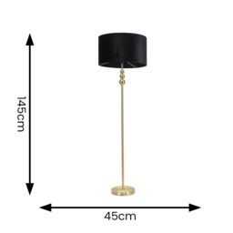 ValueLights Marissa Velvet Drum Shade with Brushed Gold Stacked Ball Floor Lamp in Black - thumbnail 6