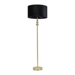 ValueLights Marissa Velvet Drum Shade with Brushed Gold Stacked Ball Floor Lamp in Black - thumbnail 2