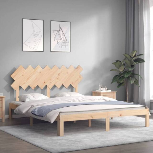 Berkfield Home Beautiful Bed Frame without Mattress 160x200 cm Solid Wood Pine in Light Tan - image 1