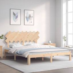 Berkfield Home Beautiful Bed Frame without Mattress 160x200 cm Solid Wood Pine in Light Tan - thumbnail 2