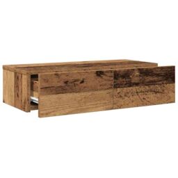 Berkfield Home Wall Shelf with Drawers Old Wood 60x26.5x15 cm Engineered Wood in Brown - thumbnail 9