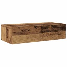 Berkfield Home Wall Shelf with Drawers Old Wood 60x26.5x15 cm Engineered Wood in Brown - thumbnail 2