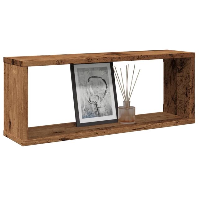 Berkfield Home Wall Cube Shelves 4 pcs Old Wood 60x15x23 cm Engineered Wood in Brown - Size: 60 x 15 x 23 cm - image 1