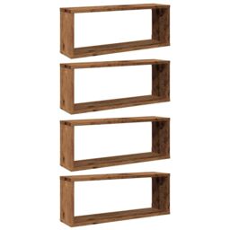 Berkfield Home Wall Cube Shelves 4 pcs Old Wood 60x15x23 cm Engineered Wood in Brown - Size: 60 x 15 x 23 cm - thumbnail 2