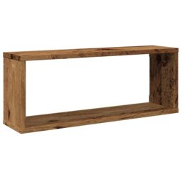 Berkfield Home Wall Cube Shelves 4 pcs Old Wood 60x15x23 cm Engineered Wood in Brown - Size: 60 x 15 x 23 cm - thumbnail 4