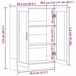 Berkfield Home Vitrine Cabinet White 82.5x30.5x115 cm Engineered Wood - thumbnail 9