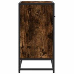Berkfield Home Bedside Cabinet Smoked Oak 60x31x60 cm Engineered Wood & Metal in Brown - Size: 60 x 31 x 60 cm - thumbnail 6