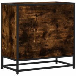 Berkfield Home Bedside Cabinet Smoked Oak 60x31x60 cm Engineered Wood & Metal in Brown - Size: 60 x 31 x 60 cm - thumbnail 7