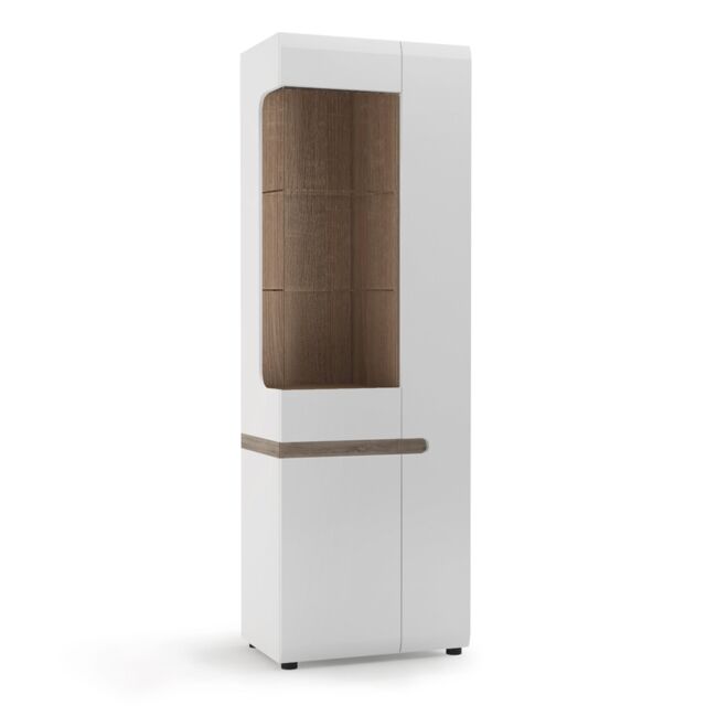 Furniture To Go Chelsea Living Tall Glazed Narrow Display Unit (RHD) in White - image 1