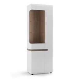 Furniture To Go Chelsea Living Tall Glazed Narrow Display Unit (RHD) in White - thumbnail 1