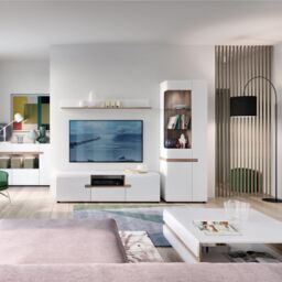 Furniture To Go Chelsea Living Tall Glazed Narrow Display Unit (RHD) in White - thumbnail 6