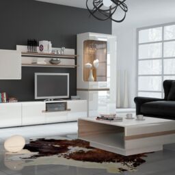 Furniture To Go Chelsea Living Tall Glazed Narrow Display Unit (RHD) in White - thumbnail 5