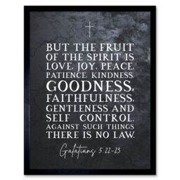 Artery8 Wall Art Print Galatians 5:22-23 The Fruit of the Spirit is Love Joy Peace Christian Bible Verse Quote Scripture Typography Art Framed - thumbnail 1