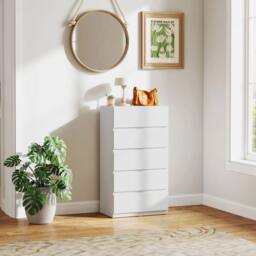 Wyld Haus Staki 5 Drawer White Chest of Drawers Modern Handleless Design - thumbnail 3