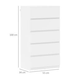 Wyld Haus Staki 5 Drawer White Chest of Drawers Modern Handleless Design - thumbnail 4