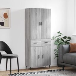Berkfield Home Highboard Grey Sonoma 69.5x34x180 cm Engineered Wood - thumbnail 1