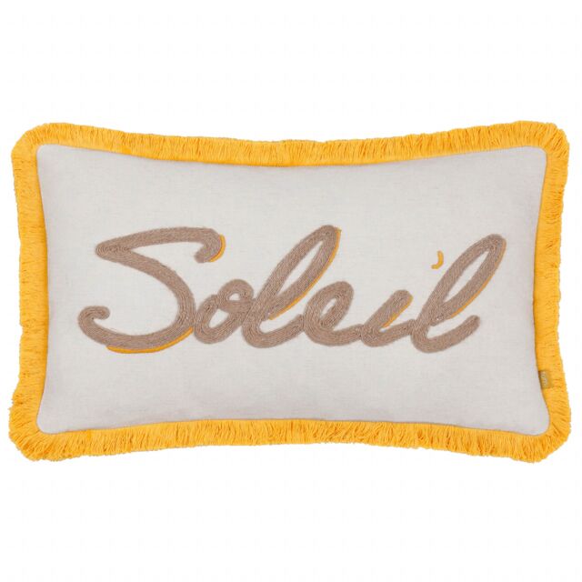 Furn Soleil Embroidered Cushion in Yellow - Size: 30 cm x 50 cm - image 1