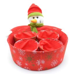 Shatchi Novelty Set Snowman Sweet Christmas Dinner Table Decorations Favour Gifts Shop Bar Restaurants Display Tips Box Hampe * 5pcs in Red - thumbnail 2