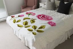 Benjamin Tate Design Roses & Leaves Blanket in Natural - Size: 120 cm x 150 cm - thumbnail 3