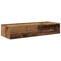 Berkfield Home Wall Shelf with Drawers Old Wood 100x36x19 cm Engineered Wood in Brown - Size: 100 x 36 x 19 cm - thumbnail 2