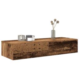 Berkfield Home Wall Shelf with Drawers Old Wood 100x36x19 cm Engineered Wood in Brown - Size: 100 x 36 x 19 cm - thumbnail 1