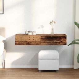 Berkfield Home Wall Shelf with Drawers Old Wood 100x36x19 cm Engineered Wood in Brown - Size: 100 x 36 x 19 cm - thumbnail 3