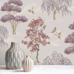 Havendro Maya Willow Woodland Mauve Wallpaper in Pink