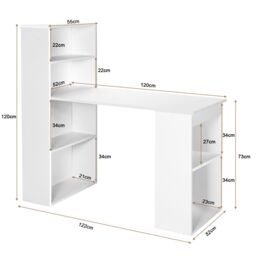 Costway Computer Writing Desk w/ Bookcase 6-tier Shelves Reversible Home Office Dorm in White - thumbnail 6