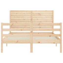 Berkfield Home Beautiful Bed Frame with Headboard 140x200 cm Solid Wood in Light Brown - thumbnail 6