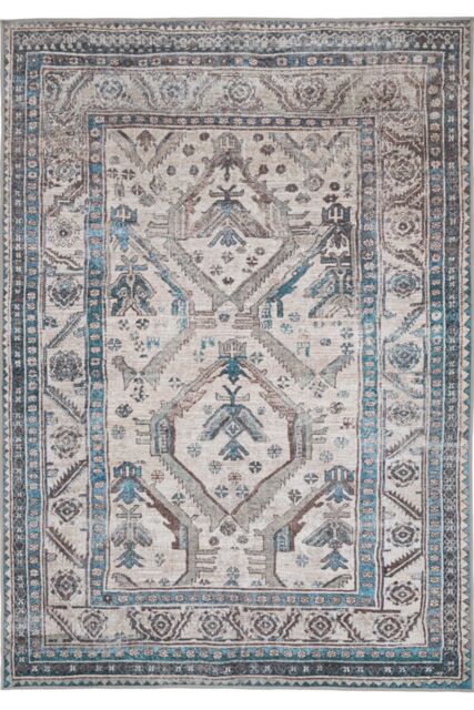 Kukoon Beige Grey Traditional Bordered Medallion Washable Living Room Area Rug - Size: 120 cm x 170 cm - image 1