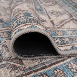 Kukoon Beige Grey Traditional Bordered Medallion Washable Living Room Area Rug - Size: 120 cm x 170 cm - thumbnail 6