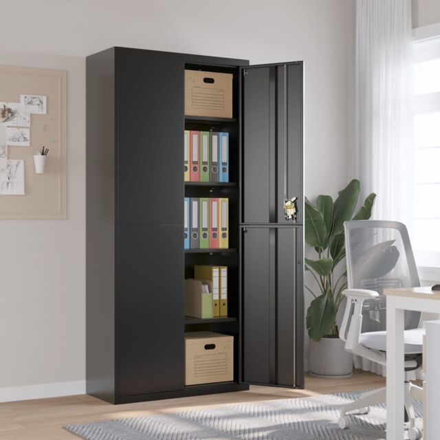 Berkfield Home File Cabinet Black 90x40x200 cm Steel - Size: 90 x 40 x 200 cm - image 1