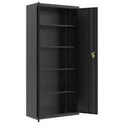 Berkfield Home File Cabinet Black 90x40x200 cm Steel - Size: 90 x 40 x 200 cm - thumbnail 4