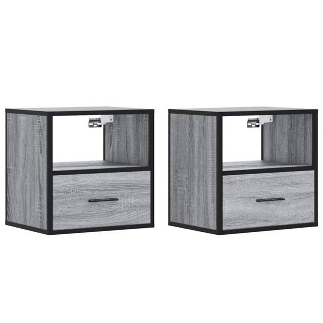 Berkfield Home Wall-mounted Bedside Cabinets 2 pcs Grey Sonoma 40x31x39.5 cm - image 1