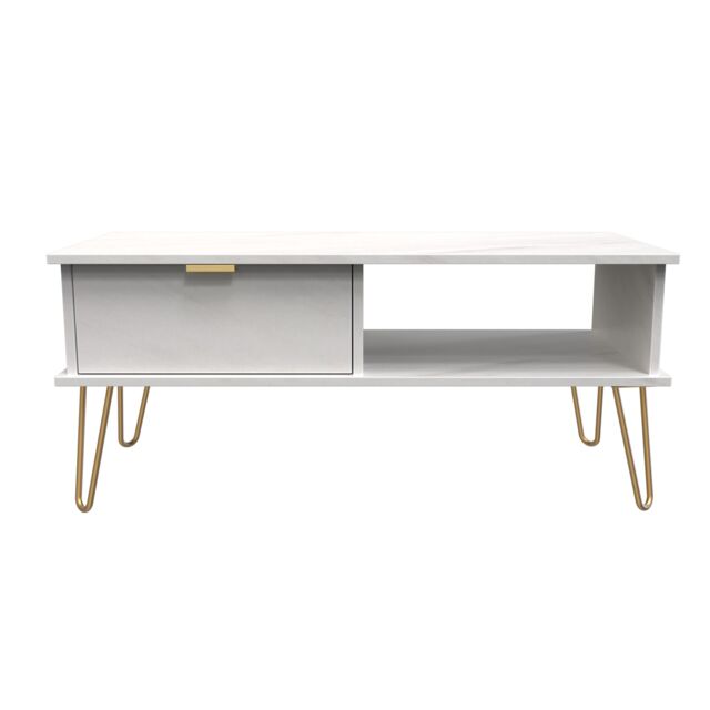Ready Assembled 2 U Fuji 1 Drawer Coffee Table (Ready Assembled) in Off-White - image 1