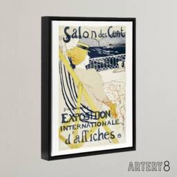 "Artery8 Salon des Cent Exhibition Advert Framed Canvas Wall Art Print Lautrec - Size: W12"" x H16""" - thumbnail 2