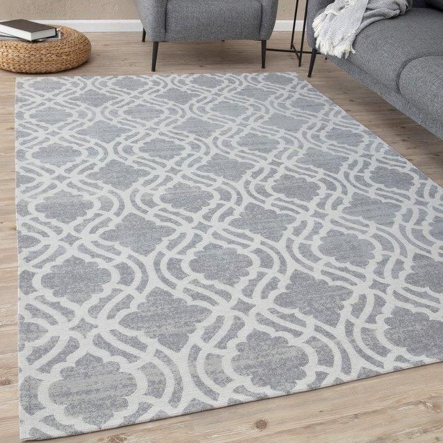 THE RUGS Washable Rugs for Living Room Kitchen Bedroom Trellis Design Grey Machine Washable Area Rugs & Runners 6901 - Size: 200 cm x 290 cm - image 1